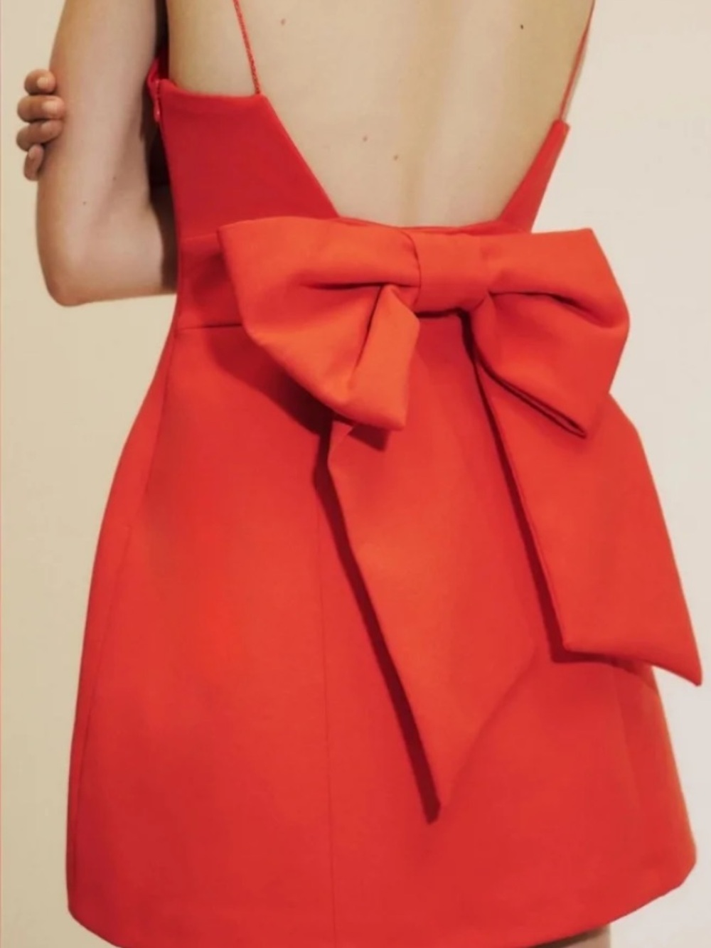 Zara Backless Mini Dress with Statement Bow in Red